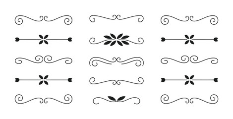 Obraz premium Set of ornate vector dividers with floral designs and elegant swirls