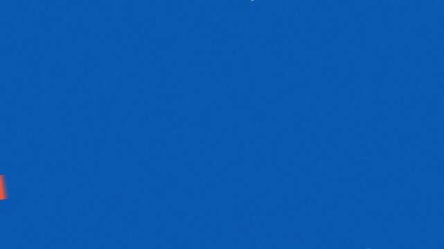 Playful 2D animation of colorful blue white orange and black curved lines weaving across a bright blue background in a flat design style.