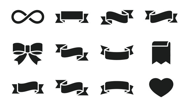 Set of vector featuring ribbons, bows, and an infinity symbol