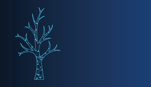 Illuminated digital tree structure symbolizes complex network growth and technology connections