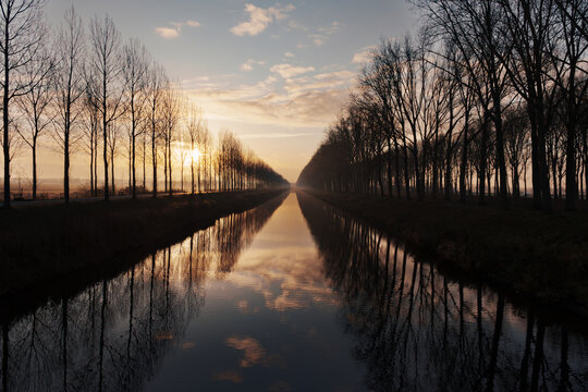sunset over the river