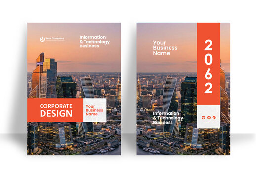 Business Report Cover Template &ndash; Orange and White  Geometric Layout (A4)	
