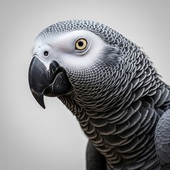 Obraz premium Gray Parrot Closeup Portrait Bird.