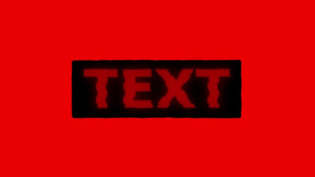 dark red glowing text word animation on vibrant red screen background for video editing and motion graphics