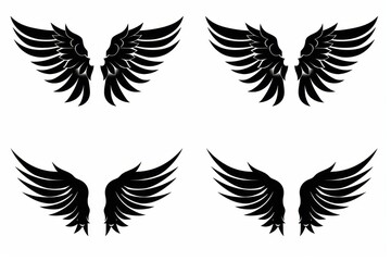 Fototapeta premium Wings flat icon, angel wings emblem, bird feathers minimal silhouette, pigeon sign, spirituality symbol