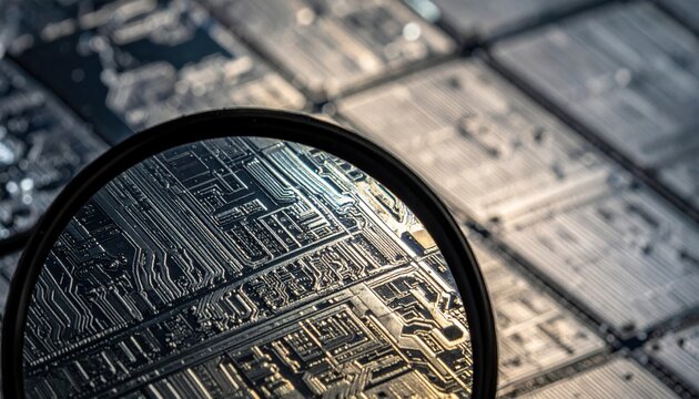 Magnified view of nanoscale etched silicon surface with microscopic superconducting pathways