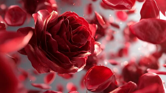 Red rose petal bloom floral romance dreamy closeup beauty burst romantic background macro