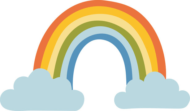 Colorful rainbow with clouds