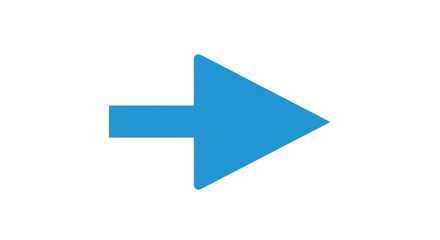 A bold and simple blue arrow pointing to the right, symbolizing direction or progress.