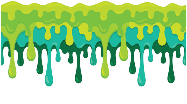 Green and blue slime dripping border abstract background wet goo