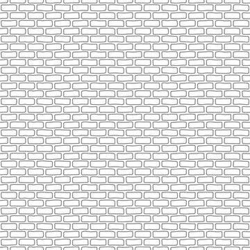 Brick wall line art. Seamless brick wall pattern background. Black and white texture of masonry. Doodle hand drawn outline of bricks.