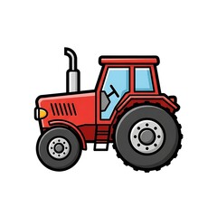 Obraz premium Red cartoon tractor vehicle.