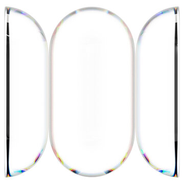 3D Dispersion Glass Triple Rounded Capsule Abstract Shape