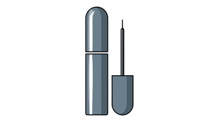 Obraz premium Tube of black liquid eyeliner shown with its fine-tip applicator wand removed for precise cosmetic eye defining.