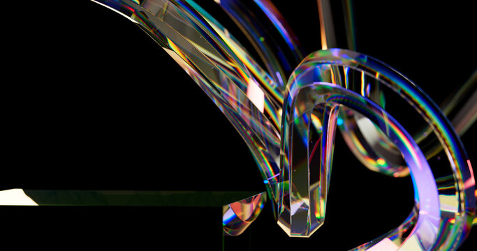 Premium Crystal Knot Illustration. Modern Geometric Art with Diamond-like Light Dispersion and Elegant Curves.