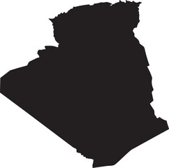 Black silhouette map of Algeria a simple vector outline for graphic design and informational purposes isolated on a white background