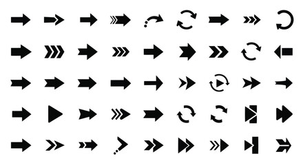 Fototapeta premium A collection of various arrow symbols pointing in different directions and orientations