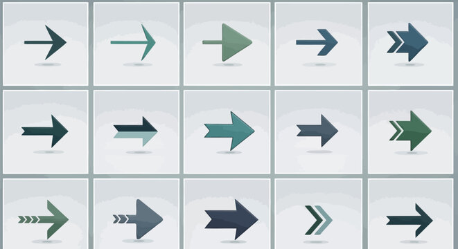 A collection of various arrow symbols pointing in different directions