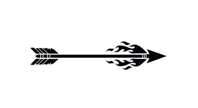 A black arrow with flames depicted as a striking silhouette