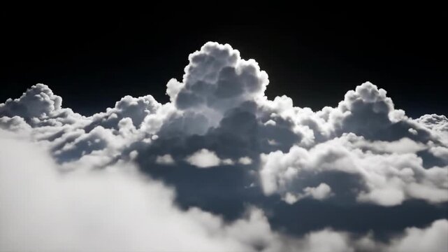 A stunning view of billowing clouds against a dark sky evokes a sense of wonder and limitless potential. Ideal for advertising concepts of growth and 