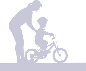 Obraz premium International mother's day line set silhouette of mother teaching child to ride bike