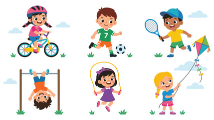 Cartoon children doing different sports and activities vector illustration © GW