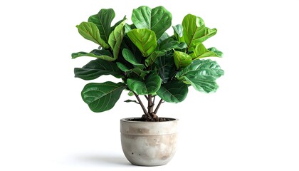 Fototapeta premium Potted Fiddle Leaf Fig Plant Isolated.