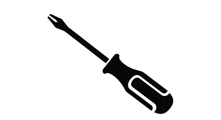 Fototapeta premium A black silhouette of a flathead screwdriver against a white background