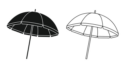 Two contrasting parasol illustrations one filled one outlined © Tm Studio