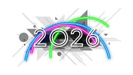 Fototapeta premium Colorful 2026 Typography with Abstract Shapes.