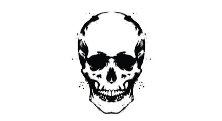 Obraz premium Dramatic black ink splatter forming a skull shape striking silhouette