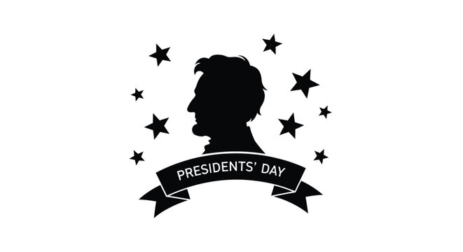 Presidents day emblem featuring a striking abraham lincoln silhouette
