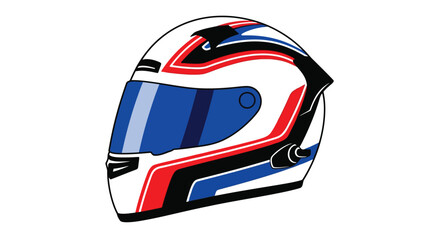 Naklejka premium Stylized illustration of a racing helmet with red and blue accents