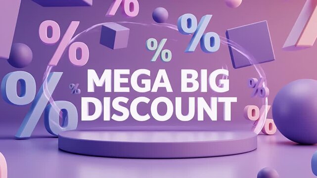 Minimalist Retro-Futuristic Stage Platform Floating on a Soft Purple-Pink Gradient Background with Subtle Sparkles
