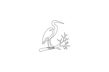 Obraz premium Egret bird continuous single line drawing minimalist outline vector art 