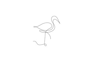 Obraz premium Egret bird continuous single line drawing minimalist outline vector art 