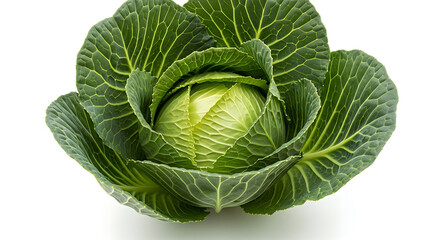 Fototapeta premium Fresh Green Cabbage Vegetable Isolated on White Background for Healthy Eating