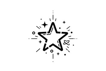 Fototapeta premium Black Outline Rising Star Icon with Cosmic Sparkles Minimal Vector Symbol