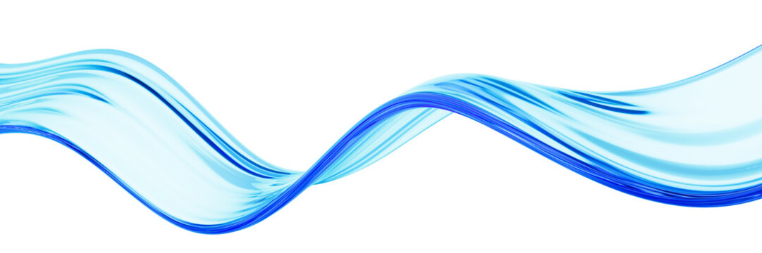Liquid glass transparent wave ribbon. Fluid flow line curve shape 3d
