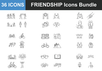 Friendship icon bundle for connection, relationships and togetherness themes