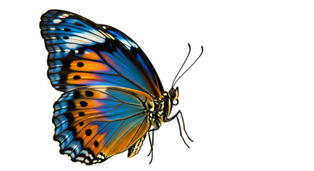 Colorful butterfly with open wings flying.