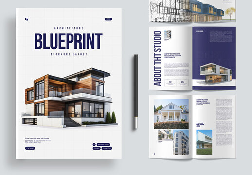 Architecture Portfolio Blueprint Brochure Layout