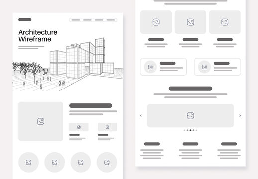 Minimal Architecture Web UI Wireframe Kit Landing Page Layout