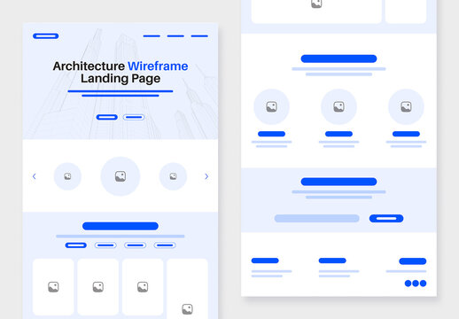 Modern Architecture Landing Page Wireframe UI Kit for Company Website