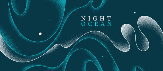 Fototapeta premium Relaxing seashore in the night waves vector abstract background, linear curvy shaped outlines and textures art, calming and soothing ocean beach illustration wallpaper.