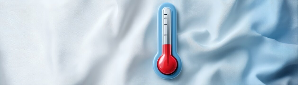 A red and blue thermometer on a textured surface indicating temperature measurement and climate conditions, the US and Iran war effects