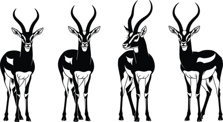 Hand drawn vector illustration of a wild stag and silhouettes of deer with large antlers featuring an artistic reindeer sketch for nature wildlife and christmas hunting design © RABBI