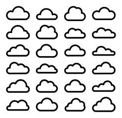 Obraz premium Cloud Icon Set Vector Illustration