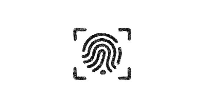 Sketch fingerprint scan icon animation - smooth progressive reveal