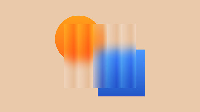 Minimal abstract orange and blue gradient shapes with blur effect